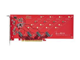 StarTech.com Quad M.2 PCIe Adapter Card, x16 Quad NVMe or AHCI M.2 SSD to PCI Express 4,0, Up to 7,8GBps/Drive, For 2242/2260/2280/22110mm PCIe M-Key M2 SSDs, Bifurcation Required - PC/Linux Compatible (QUAD-M2-PCIE-CARD-B) - Schnittstellenadapter - M.2 - Erweiterungsslot auf 4 x M.2 (Erweiterungsslot auf 4 x M.2) - M.2 Card - Low-Profile - RAID 0, 1, JBOD - PCIe 4,0 x16/x8 - Rot (QUAD-M2-PCIE-CARD-B)
