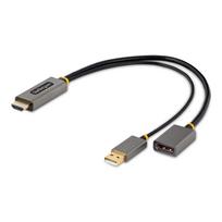 StarTech.com 1ft (30cm) HDMI to DisplayPort Adapter, Active 4K 60Hz HDMI Source to DP Monitor Adapter Cable, USB Bus Powered, HDMI 2.0 to DisplayPort Converter for Laptops/PC - Supports HDR and Ultrawide Displays (128-HDMI-DISPLAYPORT) - Adapterkabel - HDMI, USB (nur Strom) männlich zu DisplayPort weiblich - 30 cm - Grau, Schwarz - aktiv, unterstützt 4K 60 Hz (3840 x 2160), eine Richtung