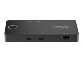 StarTech.com 2-Port USB-C KVM Switch, Single-4K 60Hz HDMI Monitor, Dual-100W Power Delivery Pass-through Ports, Bus Powered, USB Type-C/USB4/Thunderbolt 3/4 Compatible - Small Form Factor (C2-H46-UC2-PD-KVM) - KVM-Switch - 2 x KVM/Audio/USB - 1 lokaler Be (C2-H46-UC2-PD-KVM)