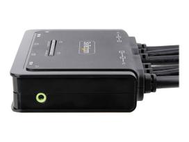 StarTech.com 2-Port Dual-Monitor DisplayPort Cable KVM Switch, 4K 60Hz, Compact KVM with 5ft/1,5m USB-A/DisplayPort/Audio Integrated Cables, Bus Powered - Remote Push Button/Hotkey Switching (C2-DD46-UA2-CBL-KVM) - KVM-/Audio-/USB-Switch - kompakt - 2 x KVM/Audio/USB - 1 lokaler Benutzer - Desktop (C2-DD46-UA2-CBL-KVM)