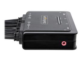 StarTech.com 2-Port Dual-Monitor HDMI Cable KVM Switch, 4K 60Hz, Compact KVM with 5ft/1,5m USB-A/HDMI/Audio Integrated Cables, Bus Powered - Remote Push Button/Hotkey Switching (C2-DH46-UA2-CBL-KVM) - KVM-/Audio-/USB-Switch - kompakt - 2 x KVM/Audio/USB - 1 lokaler Benutzer - Desktop (C2-DH46-UA2-CBL-KVM)