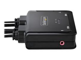 StarTech.com 2-Port Hybrid USB-C DisplayPort Cable KVM Switch, 4K 60Hz, Compact KVM with 6ft/1.8m USB-A/DisplayPort/Audio & 4ft/1.2m USB-C Integrated Host Cables, Bus Powered - Remote Push Button/Hotkey Switching (C2-D46-UAC-CBL-KVM) - KVM-/Audio-/USB-Switch - kompakt - 2 x KVM/Audio/USB - 1 lokaler Benutzer - Desktop