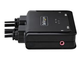 StarTech.com 2-Port Hybrid USB-C HDMI Cable KVM Switch, 4K 60Hz, Compact KVM with 6ft/1.8m USB-A/HDMI/Audio & 4ft/1.2m USB-C Integrated Host Cables, Bus Powered - Remote Push Button/Hotkey Switching (C2-H46-UAC-CBL-KVM) - KVM-/Audio-/USB-Switch - kompakt - 2 x KVM/Audio/USB - 1 lokaler Benutzer - Desktop