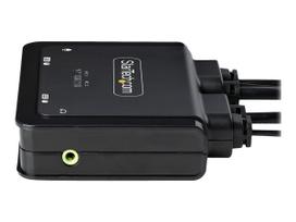 StarTech.com 2-Port USB-C Cable KVM Switch, 4K 60Hz DisplayPort Output, Compact KVM with 4ft/1.2m USB Type-C/Audio Integrated Cables, Bus Powered - Remote Push-Button/Hotkey Switching (C2-D46-UC2-CBL-KVM) - KVM-/Audio-Switch - kompakt - 2 x KVM/Audio - 1 lokaler Benutzer - Desktop