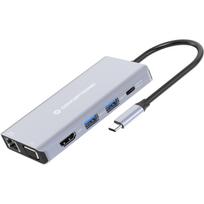 Conceptronic DONN20G 10-in-1 USB 3.2 Gen 1 Dockingstation - HDMI - VGA - USB-A 3.0 x 3 - SD - TF/MicroSD - Audio - GbE LAN - 100W USB PD - Kabelgebunden - USB 3.2 Gen 1 (3.1 Gen 1) Type-C - 100 W - 10,100,1000Mbit/s - Grau - MicroSD (TransFlash) - SD
