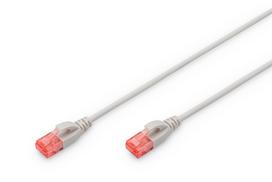 DIGITUS Slim - Patch-Kabel - RJ-45 (M) zu RJ-45 (M) - 1,0m - UTP - CAT 6 - halogenfrei, geformt, ohne Haken - Grau (DK-1617-010S)