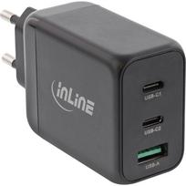 InLine USB PD Netzteil - GaN Ladegerät - 3-Port - Dual USB-C + USB-A - 65W - schwarz