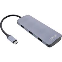 InLine USB 3.2 Gen.2 Hub 4x USB-C+ 3x USB-A PD 100W Aluminium grau - Dieser USB Hub bietet 7 USB-Anschlussbuchsen - um die entsprechende Anzahl an Schnittstellen zu erweitern und kompatible Geräte zu verbinden. Über einen der Typ-C Ausgänge können kompatible Geräte mit Strom versorgt werden. Der Hub unterstützt die OTG-Funktion - kompatible Smartphones können mit dem Hub verbunden werden und somit bspw. auf externe Speichermedien wie USB-Sticks zugreifen. Eingang: Typ-C Stecker Ausga