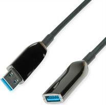 ROLINE USB3.2 Gen1 Akt. AOC-Kabel ST/ST 15m - Kabel - Digital/Daten - 15 m (12.04.1076)