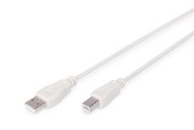 Digitus USB cable USB 2.0 USB-A plug, USB-B plug 1.80 m beige round, double shielded AK-300105-018-E