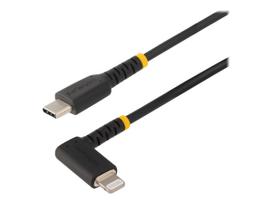 StarTech.com 3ft (1m) Durable USB-C to Lightning Cable - Right-Angled Heavy Duty Aramid Fiber USB Type-C to Lightning Charging/Sync Cord - Apple MFi Certified - Rugged iPhone Lightning Cable - Lightning-Kabel - 24 pin USB-C männlich zu Lightning männlich - 1 m - Schwarz - für iPad/iPhone/iPod (Lightning)