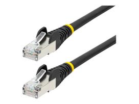 StarTech.com 50cm CAT6a Ethernet Cable - Black - Low Smoke Zero Halogen (LSZH) - 10GbE 500MHz 100W PoE++ Snagless RJ-45 w/Strain Reliefs S/FTP Network Patch Cord - Patch-Kabel - RJ-45 (M) zu RJ-45 (M) - 50 cm - S/FTP - CAT 6a - IEEE 802.3bt - halogenfrei, geformt, ohne Haken, verseilt - Schwarz