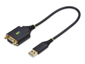 StarTech.com 1ft/30cm USB to Null Modem Serial Adapter Cable, FTDI, RS232 - Kabel USB / seriell - USB (M) zu DB-9 (W) schraubbar - 30 cm - robust, geformt - Schwarz (1P1FFCN-USB-SERIAL)