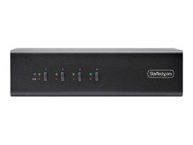 StarTech.com 4-Port Dual-Monitor DisplayPort KVM Switch, 4K 60Hz, 2x USB 5Gbps Hub Ports, 2x USB 2.0 HID Ports, Hotkey and Push-Button Switching, TAA Compliant - 3.5mm Audio, HDCP (P4DD46A2-KVM-SWITCH) - KVM-/Audio-Switch - 4 x KVM/Audio/USB - 1 lokaler B (P4DD46A2-KVM-SWITCH)