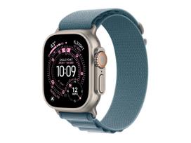 Apple Watch Ultra 3 Alpine Loop, GPS + Cellular, Titanium, 49mm, Hellblau, Medium, MEWM4QF/A