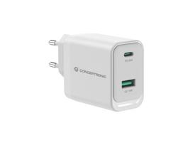Conceptronic ALTHEA20W45 2-Port 45W GaN USB-PD-Ladegerät, USB-C x 1, USB-A x 1, QC 3.0, PPS, PD 3.0, Drinnen, AC, 20 V, Weiß