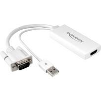Delock - Video- / Audio-Adapter - USB, 15 pin D-Sub (DB-15) männlich zu HDMI weiblich - 25cm - weiß (62460)