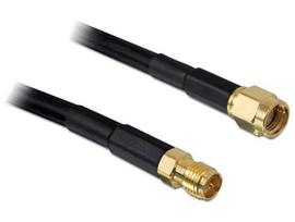 DeLOCK - Antennenverlängerungskabel - RP-SMA (M) - RP-SMA (W) - 2,0m - Schwarz (88430)