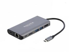 DeLOCK - Externer Videoadapter - USB-C 3,1 Gen 1 - HDMI, DisplayPort, RJ-45, USB3.0 - Grau - retail (87683)