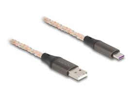 Delock - USB-Kabel - USB (M) zu 24 pin USB-C (M) - USB 2,0  3 A - 1,0m - RGB-Beleuchtung - durchsichtig, kupferfarben (88164)