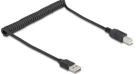 Delock Spiralkabel EASY-USB 2.0 Typ-A Stecker zu USB Typ-B 0.5 m bis 0.8 (90130)