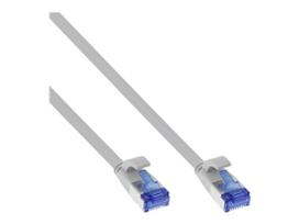 INLINE - Patch-Kabel - RJ-45 (M) zu RJ-45 (M) - 25 cm - U/FTP, PiMF - CAT 6a - halogenfrei, geformt, ohne Haken, verseilt, flach - Grau