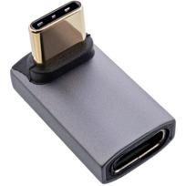 InLine USB4 Adapter - USB-C Stecker/Buchse oben/unten gewinkelt - Aluminium - grau (35900I)