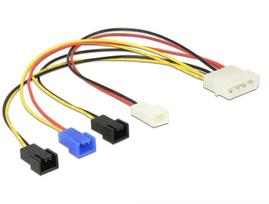 DeLOCK Molex 4 pin > 4 x 2 pin fan (12 V / 7 V / 5 V) - Netzkabel für Lüfter - interne Stromversorgung, 4-polig (M) bis Molex, 2-polig - 20 cm