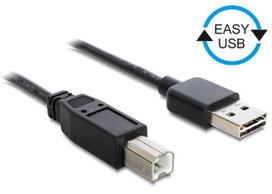EASY-USB 2.0 Kabel, USB-A Stecker > USB-B Stecker (schwarz, 2 Meter, USB-A Stecker beidseitig verwendbar)