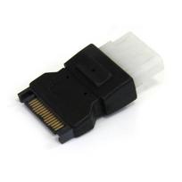 StarTech.com SATA auf 4-pin LP4 Molex Stromadapter - Netzteil - 15 PIN SATA Power (M) - interne Stromversorgung, 4-polig (W) - Schwarz - für P/N: PEXUSB400, SATSASBAY425, BRACKET25SAT, PEX312PUSBLP, PEX312PUSB, PCI312PUSBLP, PCI312PUSB, SATABAY425BK (LP4SATAFM)