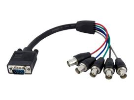 StarTech.com Coax HD15 VGA to 5 BNC RGBHV Monitor Cable - VGA-Kabel - HD-15 (M) - BNC (W) - 30cm - Schwarz (VGABNCMF1)