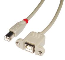 Lindy - USB-Verlängerungskabel - USB Typ B, 4-polig (M) - USB Typ B, 4-polig (W) - 50cm (USB/USB2.0) - Hellgrau (31800)