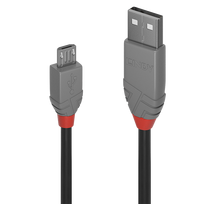 Lindy Anthra Line - USB-Kabel - USB (M) bis Micro-USB Typ B (M) - USB2.0 - 20cm - rund - Schwarz (36730)