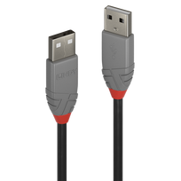Lindy Anthra Line - USB-Kabel - USB (M) bis USB (M) - USB2.0 - 20cm - rund - Schwarz (36690)