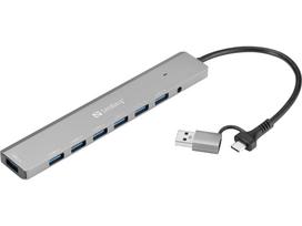 SANDBERG Hub - USB-C/A - 7 x SuperSpeed USB 3.0 (136-66)