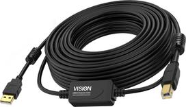 Vision - USB-Kabel - USB (M) zu USB Typ B (M) - USB 2.0 - 10 m - aktiver Booster nachgeschaltet - Schwarz