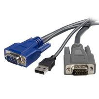 StarTech.com Ultra-Thin USB VGA 2-in-1 KVM Cable - Tastatur- / Video- / Maus- (KVM-) Kabel - USB Typ A, 4-polig, HD-15 (M) - HD-15 (M) - 1,8m - Schwarz - für StarTech.com 8 Port Rack Mount USB VGA KVM Switch w - Audio (Audio Cables Included) (SVUSBVGA6)