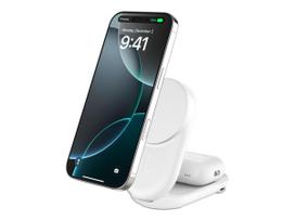 Belkin UltraCharge - Kabelloses Ladegerät - 2-in-1, Qi2, magnetisch, faltbar + AC-Netzteil - 25 Watt - Ultra Fast Charge (24 pin USB-C) (WIZ039KQWH)