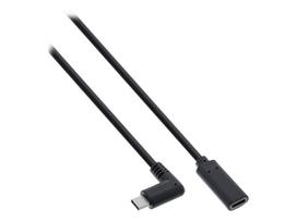 InLine® USB 3.2 Kabel, USB Typ-C Stecker gewinkelt auf Buchse, schwarz, 2m (35782)