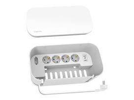 LogiLink Kabelbox m. 5-fach-Steckdosenleiste USB/Schuko wei (LPS281U)