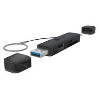 Card reader 3 in 1, for SD 3.0/MicroSD 3.0 with USB 2.0 down stream port, Host USB 3.2 Gen 1 (5Gbit/s) Type-C & -A