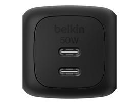 Belkin BoostCharge Pro - Netzteil - GaN - 50 Watt - Fast Charge, PD 3.1/PPS - 2 Ausgabeanschlussstellen (2 x USB-C)
