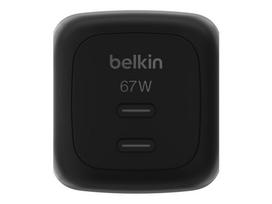 Belkin BoostCharge Pro - Netzteil - GaN - 67 Watt - Fast Charge, PD 3.1/PPS - 2 Ausgabeanschlussstellen (2 x USB-C)