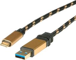 Roline Gold - USB-Kabel - USB Typ A (M) bis USB-C (M) - USB 3.1 - 5 V - 900 mA - 1 m - Schwarz/Gold