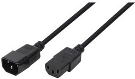 LogiLink - Spannungsversorgungs-Verlängerungskabel - IEC 60320 C14 gerade bis IEC 60320 C13 gerade - 250 V - 10 A - 3 m - Schwarz
