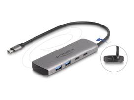 DELOCK USB 10Gbps 2 Port USB Typ-A + 2 Port USB Type-C Hub mit USB Type-C Anschluss und zustzlicher Strombuchse