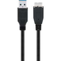 Wentronic Goobay USB 3.0 SuperSpeed Kabel, Schwarz, 3 m - USB 3.0-Stecker (Typ A) > USB 3.0 Micro-Stecker (Typ B) (95027)