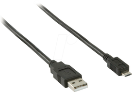 Nedis USB-Kabel USB 2.0 | USB-A Stecker | USB Micro-B Stecker | 480Mbps | Vernickelt | 3.00 m | rund | PVC | Schwarz | Box