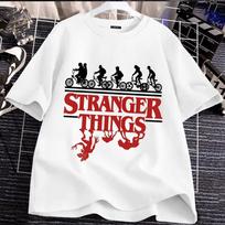 Stranger Things Šeimos Derinimo Marškinėliai, Klasikinė Silueto Dviračių ir Demogorgono Dizainas Puikiai Tinka Serialo Gerbėjams Patogūs 4XL