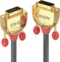 Lindy Gold - DVI-Kabel - Dual Link - DVI-D (M) bis DVI-D (M) - 1,0m - Daumenschrauben - Grau (36201)